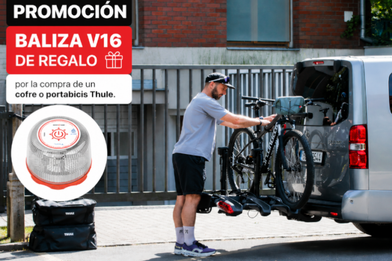 Llévate una baliza V16 de regalo al comprar un cofre o portabicicletas Thule